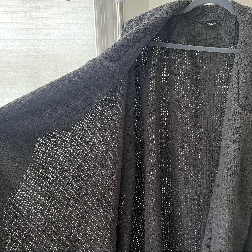 SAACHI Waffle Knit Topper Cape Scarf Cardigan Wrap in Dark Gray Cotton One Size - Picture 9 of 12